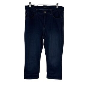 Lee Jeans Easy Fit Denim Capris Crop Dark Wash Blue Pockets Women's‎ 12 Medium